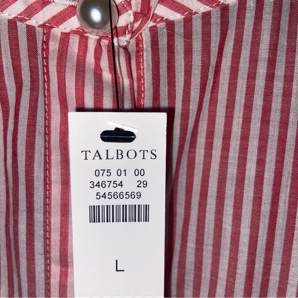 Talbots Top Blouse Womens Large Red Ruffle Neck Pearl Button Shirt Corpcore - Picture 14 of 14
